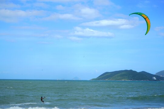 kite surfing in the sea