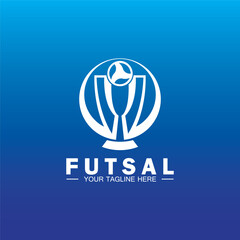 Fototapeta premium Futsal or Soccer Championship Trophy Logo Design vector icon template.champions futsal trophy for winner award