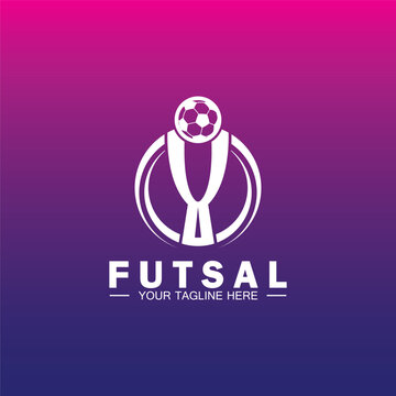 Futsal or Soccer Championship Trophy Logo Design vector  icon template.champions futsal trophy for winner award