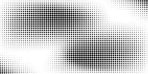 Fototapeta premium Hexagon halftone gradient texture. Abstract black and white spotted grunge background. Geometric retro tech wallpaper. Fading wavy hexagonal pattern backdrop. Vector vanishing honeycomb grunge