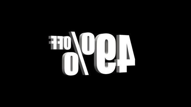 3d Animated 49% OFF text animation on black background. 4k video