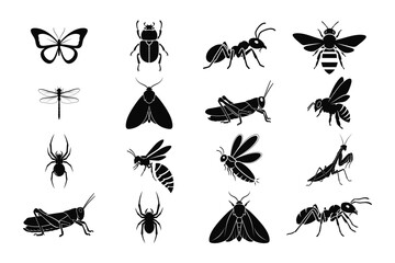 set of insects silhouettes