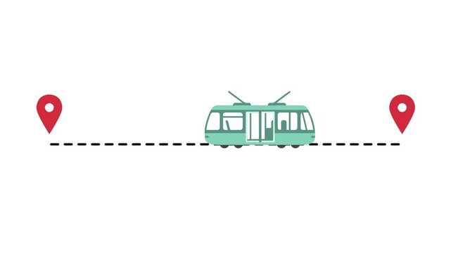 Electric Bus Path Motion Location Icon Animation
