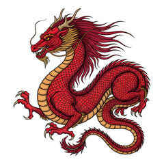 Fototapeta premium Vibrant red dragon isolated on transparent background
