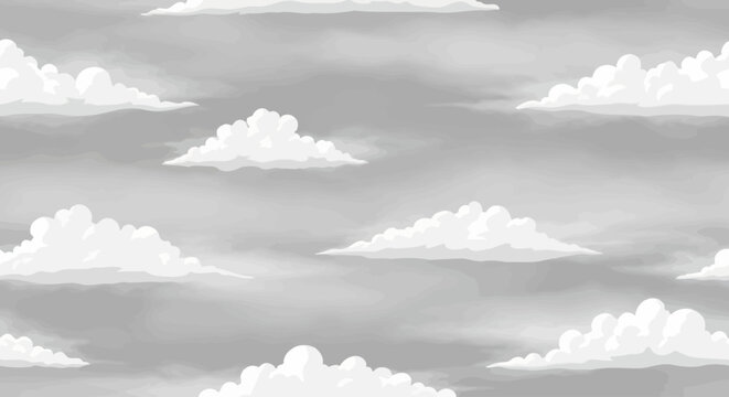 Seamless cloud pattern with grey sky background.