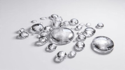 Fototapeta premium Mercury droplets, abstract science
