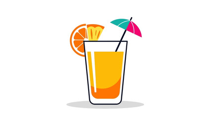 Refreshing Orange Cocktail with Umbrella Garnish.