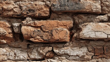 Obraz premium Old brick wall with crumbling texture
