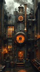 Fototapeta premium Create a steampunk depiction of a forge