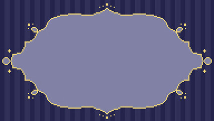 ドット絵　ストライプと金色の飾り枠　フレーム　おしゃれでシンプルな背景装飾　ピクセル