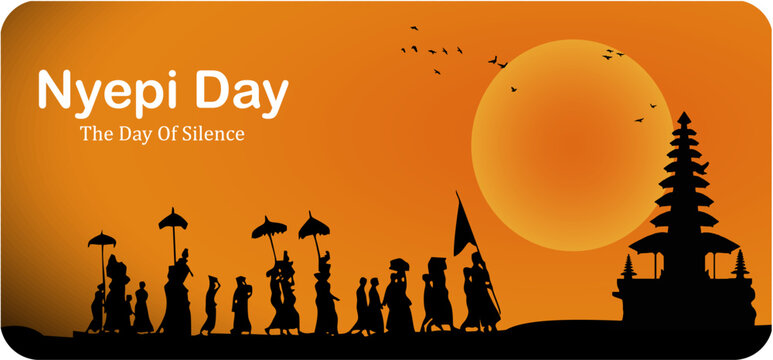 Nyepi Day vector design background illustration. Nyepi Day celebration.
