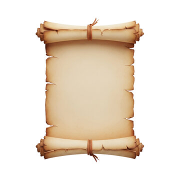 Ancient Papyrus Scroll Tied With Twine Isolated Transparent Background