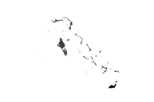 Bahamas Map - Polygon Style Vector Illustration in Black and Gray Gradient, Low Poly Geometric Design, Isolated on White Background for Infographics and Education.
