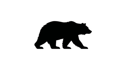 Fototapeta premium Black bear silhouette walking, isolated graphic icon. Powerful wild animal symbol for nature, wilderness, and strength concept.