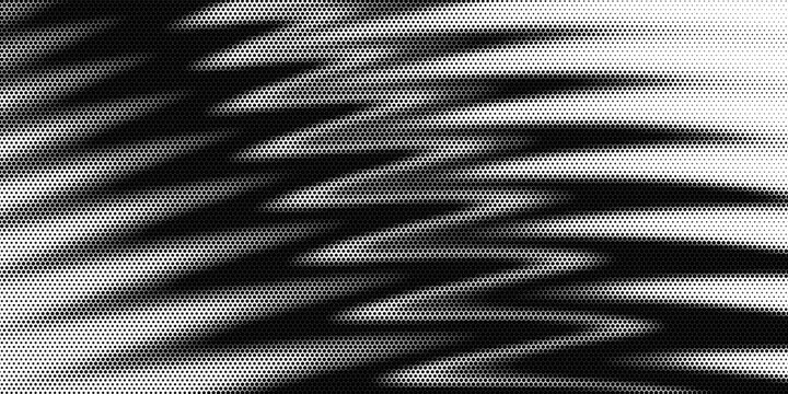 Black seamless hexagon texture. Repeated honeycomb pattern background. Geometric hexagonal halftone tech overlay backdrop. Abstract repeating hex halftone. Vector retro technology dot texure wallpaper