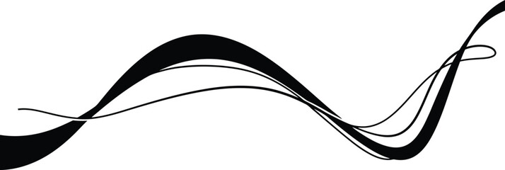 Black Wavy Lines on White Background