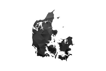 Denmark Map - Polygon Style Vector Illustration in Black and Gray Gradient, Low Poly Geometric Design, Isolated on White Background for Infographics and Education. © Whatever