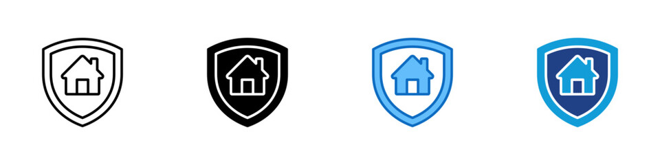 Obraz premium Home Insurance Multiple Style Icon Design Vector - House inside shield representing property insurance coverage, home protection, and residential security