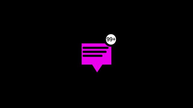 message icon animation. on black screen.
 New message. Mail inbox notification icon.
 representing messages loop 4k animation.