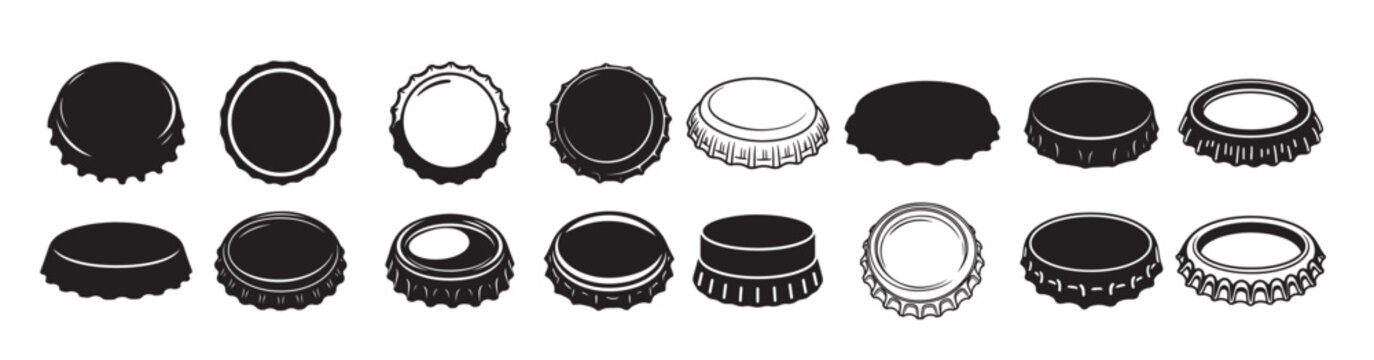 beer bottle cap silhouette white background