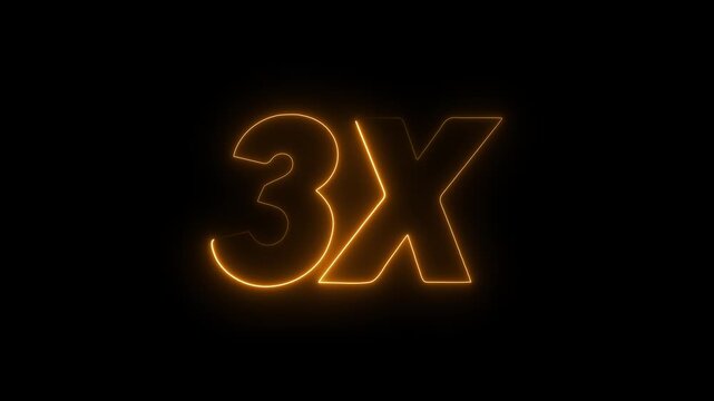 3x fire text animation with intense burning flame effect. 3x speed multiplier for gaming and promo videos. realistic burning 3x symbol with flickering fire sparks loop.