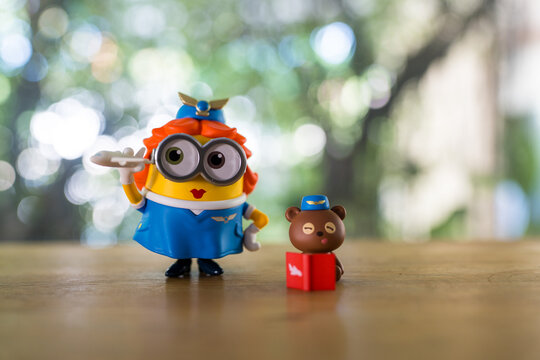 Bangkok, Thailand - February 15, 2026 : Pop Mart Airplane Safety, Minions Bedtime Stories By Bob And Tim Series Figures Single Blind Box.