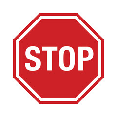 A classic red octagonal stop sign with bold white lettering