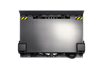 Obraz premium Modern industrial liftgate mechanism with textured platform and safety markings