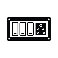 Fototapeta premium Black and white illustration of a wall switch panel with controls