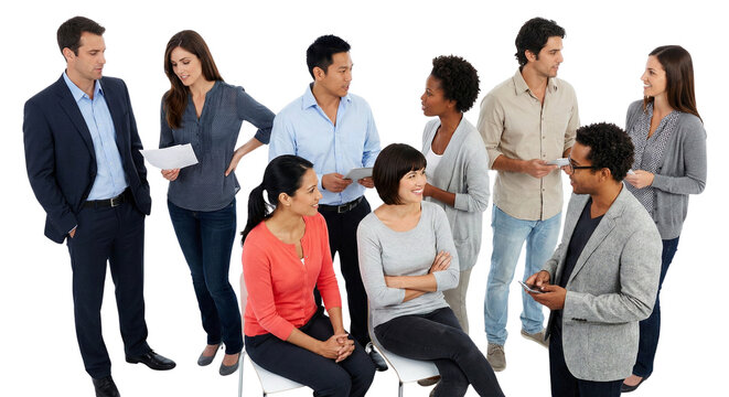 Diverse group of professionals collaborating in modern workspace
