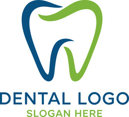 Obraz premium Blue and Green Dental Tooth Logo Design with Elegant Wave Lines for Dentist Clinic Oral Healthcare Orthodontics Stomatology Hygiene and Professional Medical Branding Identity (25 words)