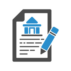 Fototapeta premium Document with bank icon and pencil on white background