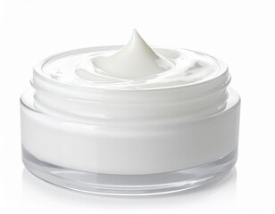 White cosmetic cream in a glass jar