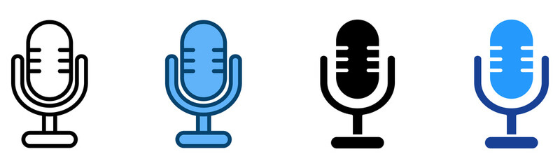 Microphone Icon Multiple Style Vector Collection   