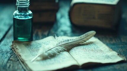 Old books quill ink