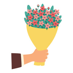 hand holding bouquet