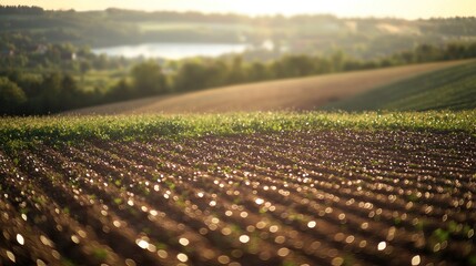 Sunrise plowed field