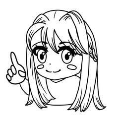 解説 線画 女の子 ちびキャラ かわいい 表情 素材 透過