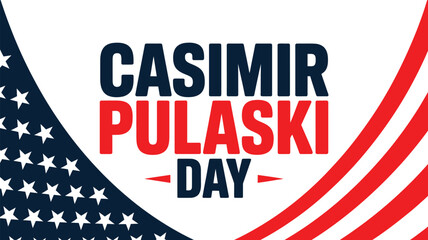 Obraz premium casimir pulaski day patriotic banner with american flag stars stripes and bold typography celebration design