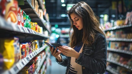 Woman shopping grocery store