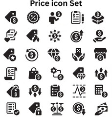 Price icon set silhouette vector on white background 