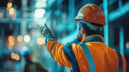 Construction worker directing