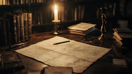 Vintage library study scene