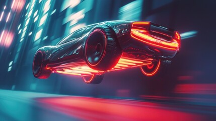 Futuristic vehicle night city