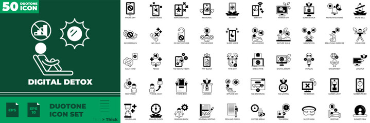 Digital Detox Duotone Editable Icons set