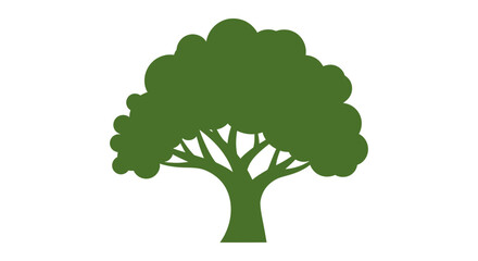 Obraz premium Green Tree Silhouette Isolated on White Background