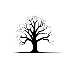 Obraz premium Bare tree silhouette illustration for design elements