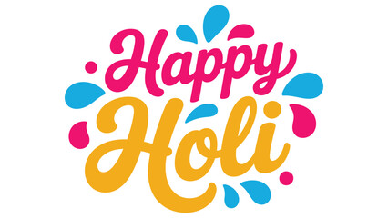 happy holi colorful hand lettering typography with splash elements festive indian festival greeting illustration © Mushtaq