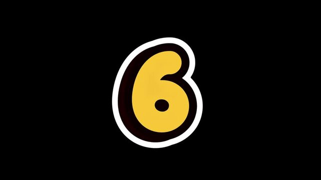 Yellow Numbers Time Countdown 10 to 0 on Black Screen