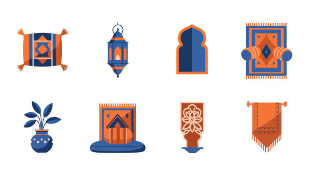 Traditional moroccan decor: vibrant blue and orange home elements